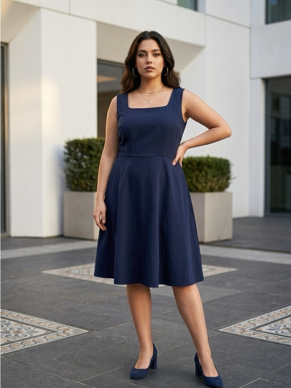 NWT BloomChic Plus Size Navy Blue Sleeveless Pencil Knee Length Dress - Size 2XL